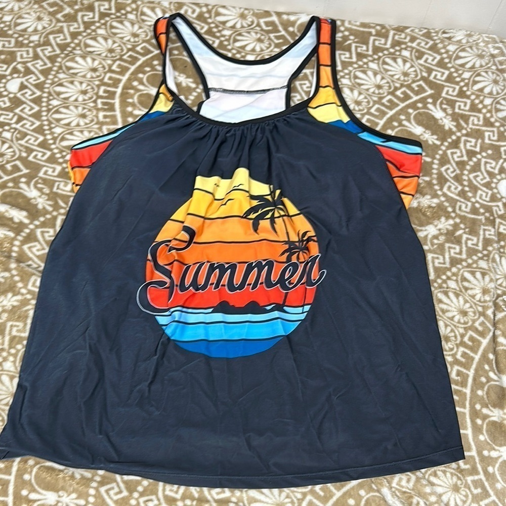 Summer Vibes Women's Swim Tank Top - Multicolor